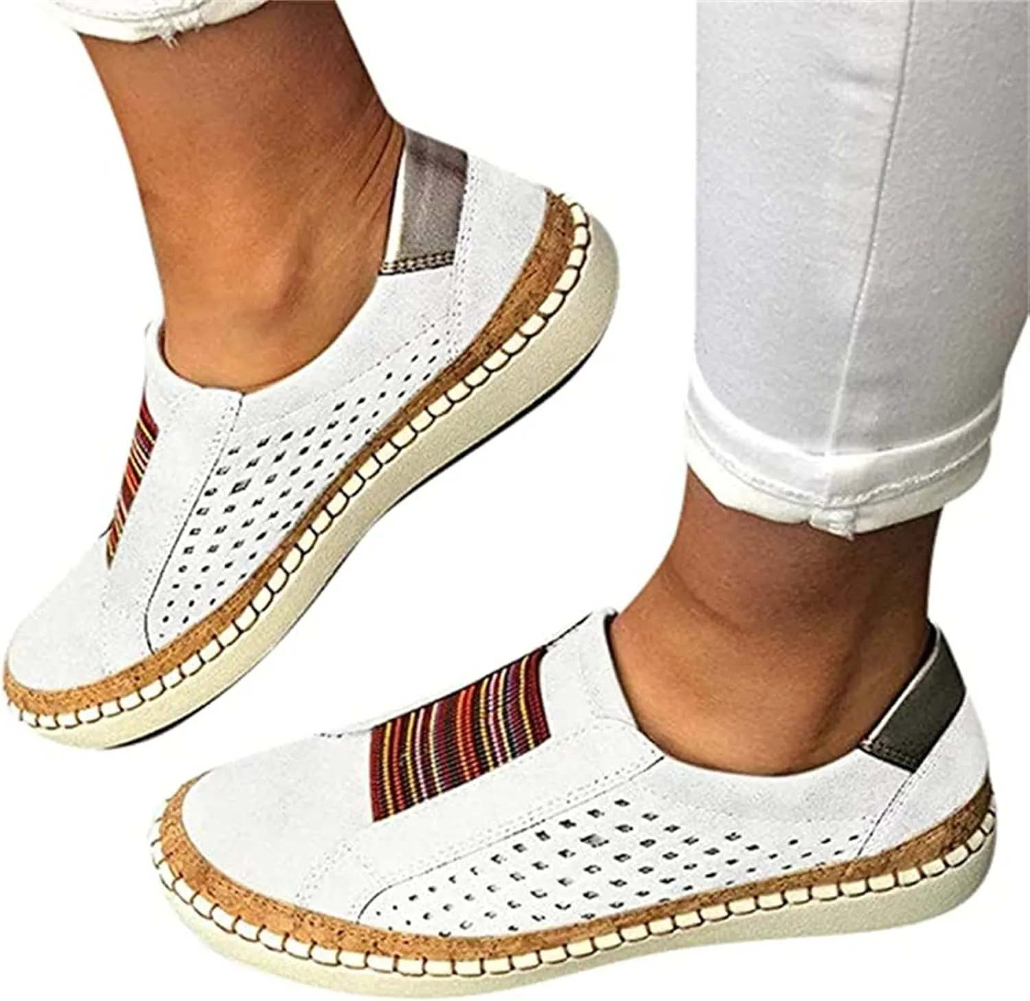 Lausiuoe Shoes For Women Dressy Flats Canvas Loafers Slip on Low Top Non Slip Fashion Casual Classic Soft Walking Sneakers