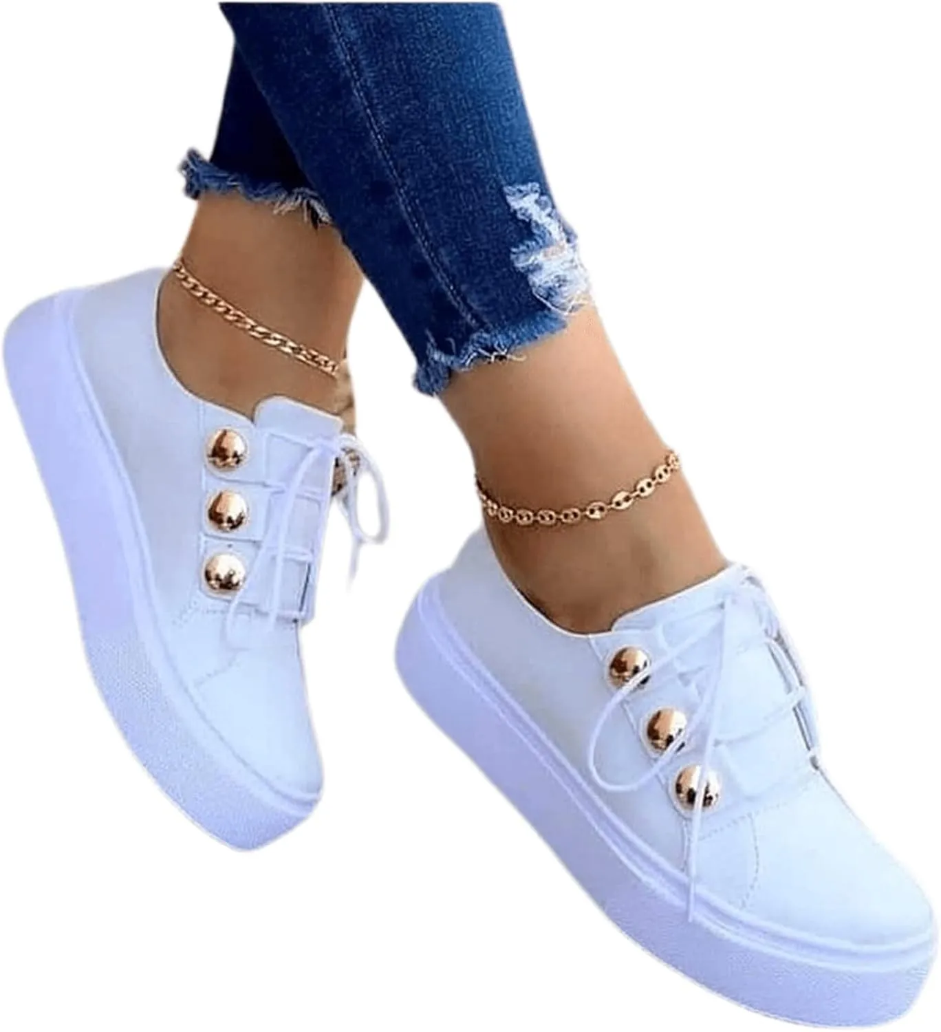 Lausiuoe Sneakers For Women Walking Shoes Comfortable Canvas Sneakers Low Top Fashion Casual Soft Non-Slip Flat Loafers