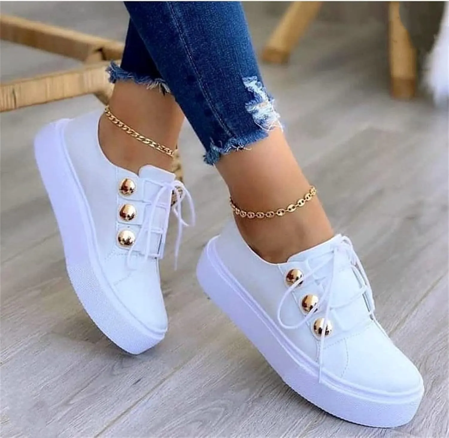 Lausiuoe Sneakers For Women Walking Shoes Comfortable Canvas Sneakers Low Top Fashion Casual Soft Non-Slip Flat Loafers