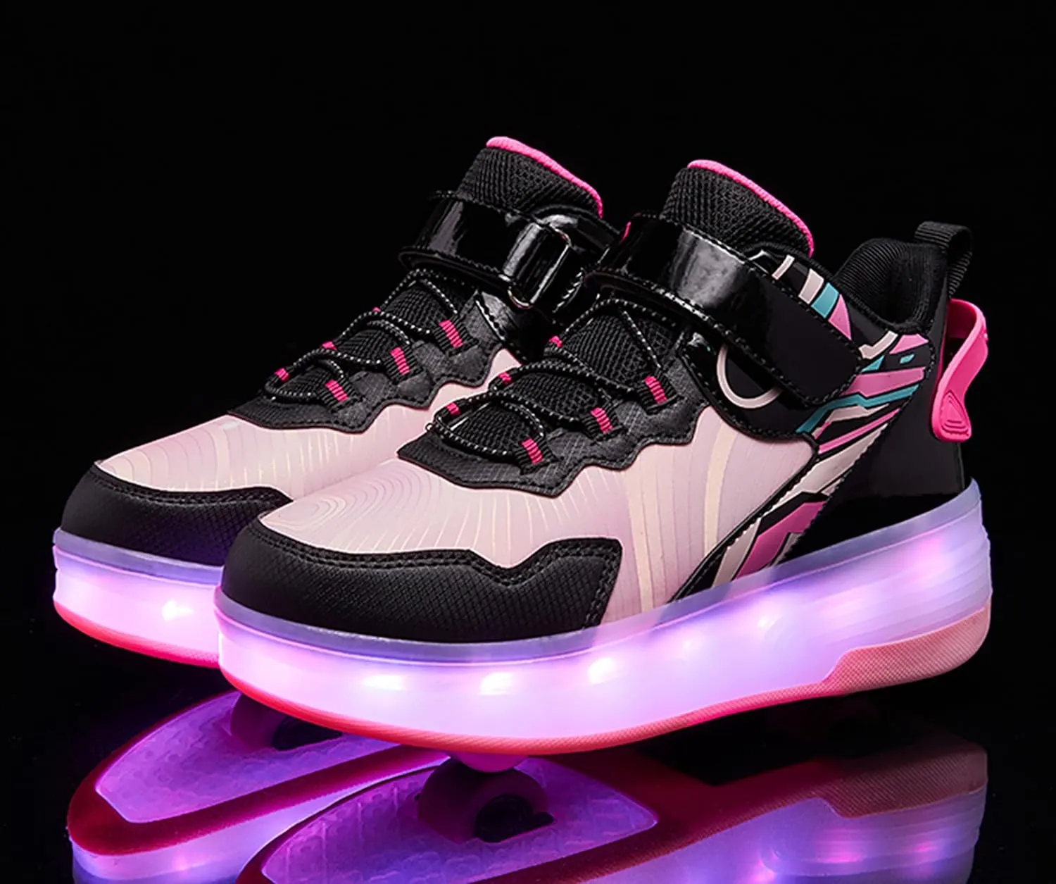 LED Roller Skates Shoes 4 Wheel Skating for Kids 5-15 Years -12 Light Modes Boys Girls Light Up Sneakers for Birthday