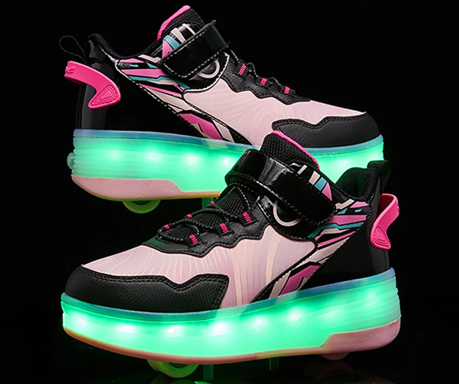 LED Roller Skates Shoes 4 Wheel Skating for Kids 5-15 Years -12 Light Modes Boys Girls Light Up Sneakers for Birthday