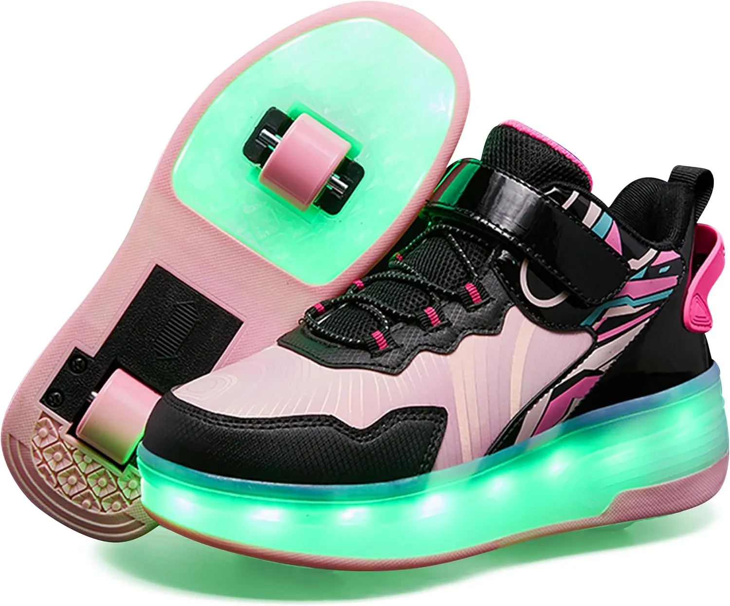 LED Roller Skates Shoes 4 Wheel Skating for Kids 5-15 Years -12 Light Modes Boys Girls Light Up Sneakers for Birthday