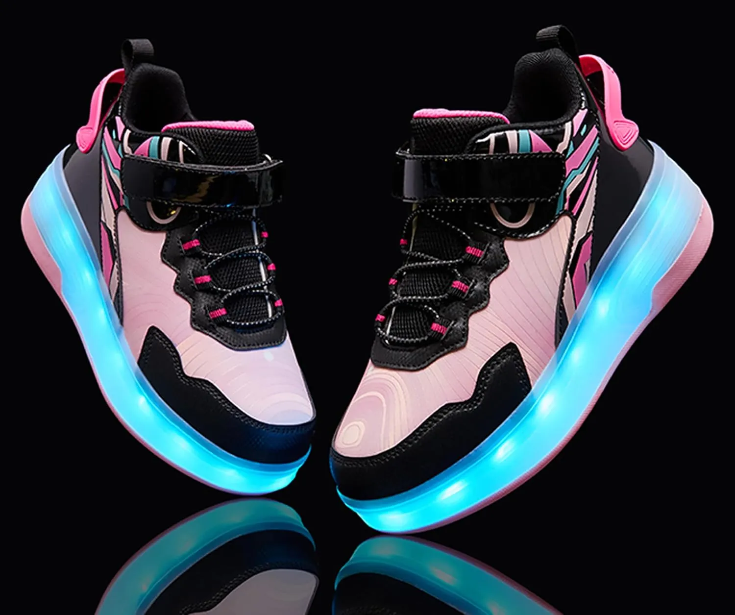 LED Roller Skates Shoes 4 Wheel Skating for Kids 5-15 Years -12 Light Modes Boys Girls Light Up Sneakers for Birthday