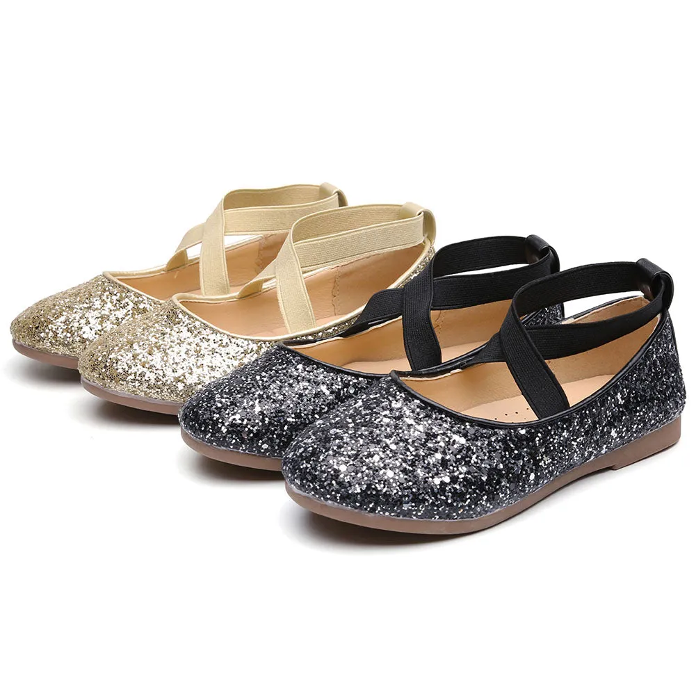 Little Girls Slip on Ballerina Flats Shinning Princess Party Wedding Dress Shoes