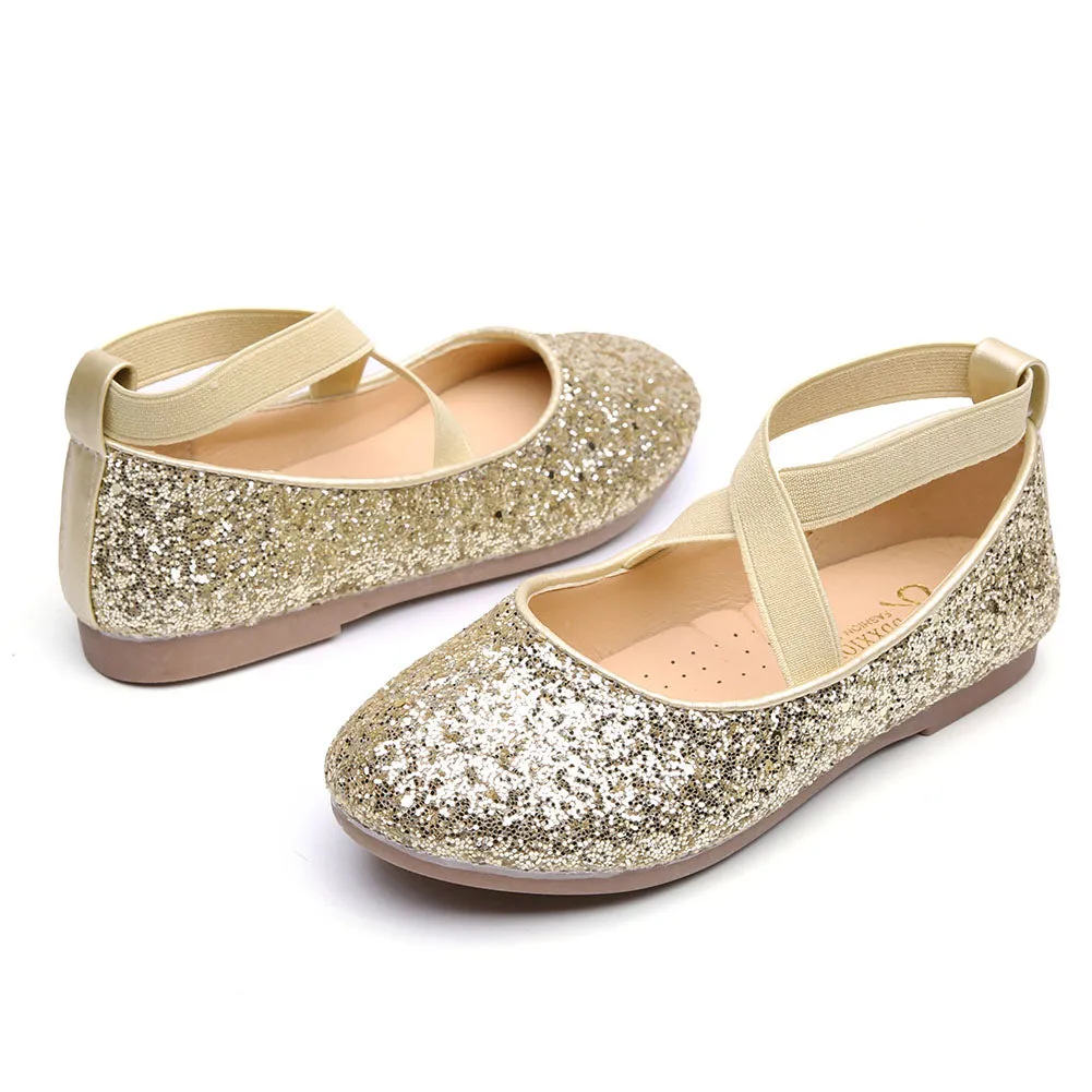 Little Girls Slip on Ballerina Flats Shinning Princess Party Wedding Dress Shoes