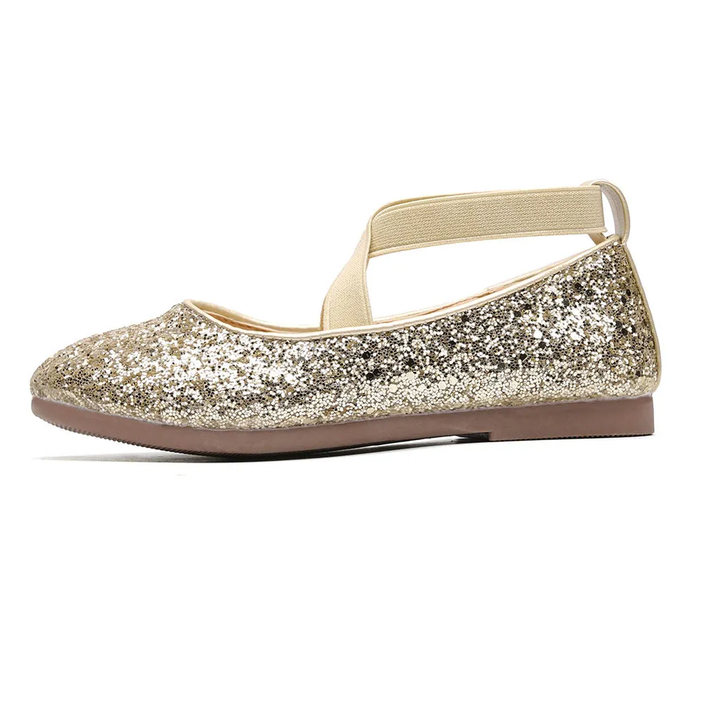 Little Girls Slip on Ballerina Flats Shinning Princess Party Wedding Dress Shoes