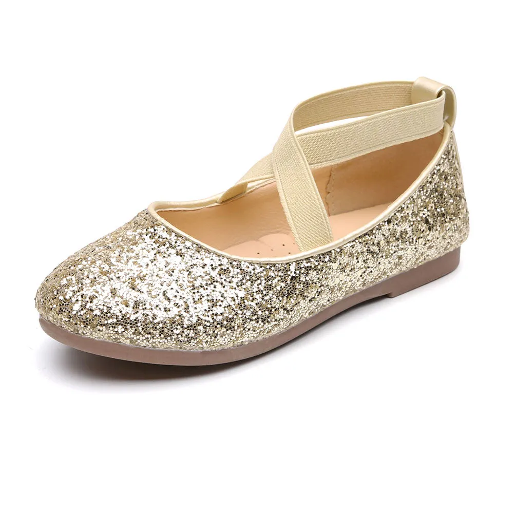Little Girls Slip on Ballerina Flats Shinning Princess Party Wedding Dress Shoes