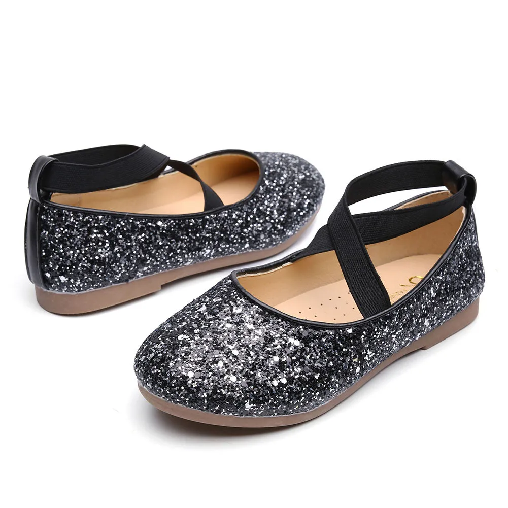 Little Girls Slip on Ballerina Flats Shinning Princess Party Wedding Dress Shoes