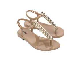 Melissa Strass AD Beige Flat Flipflops Sandal For Women