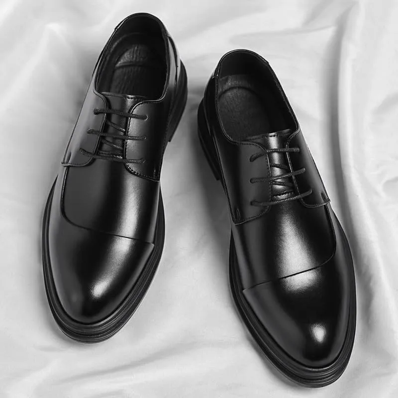 Mens Derby Shoes Casual Breathable Wedding Patent Leather Slip-on Dress Shoes