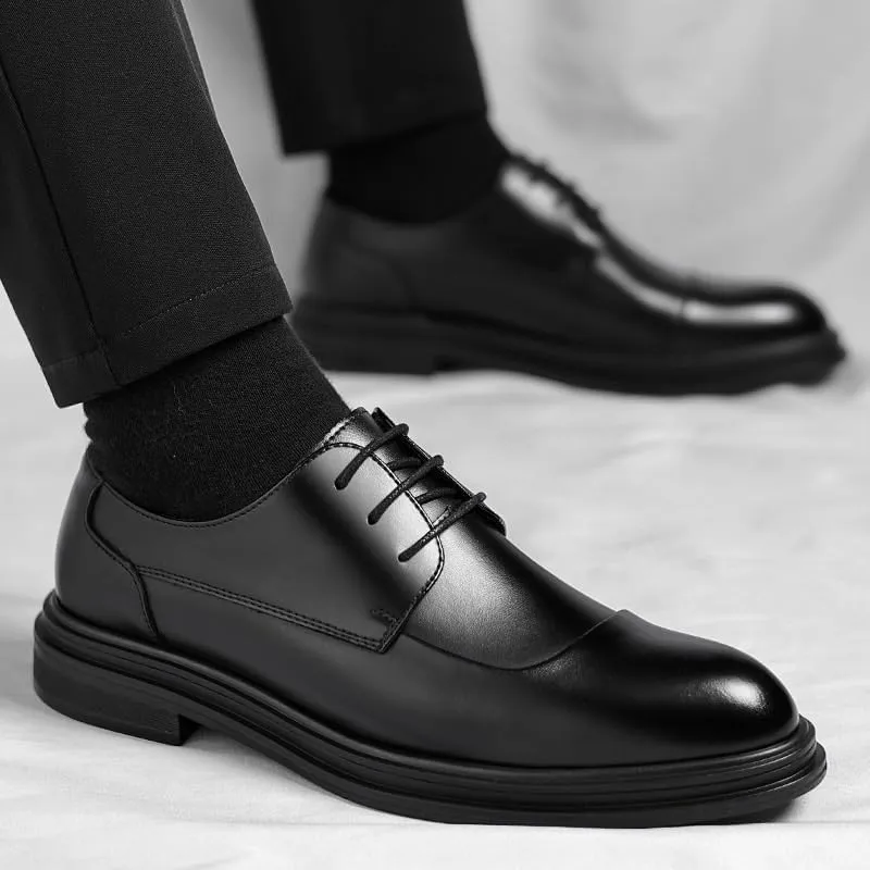 Mens Derby Shoes Casual Breathable Wedding Patent Leather Slip-on Dress Shoes