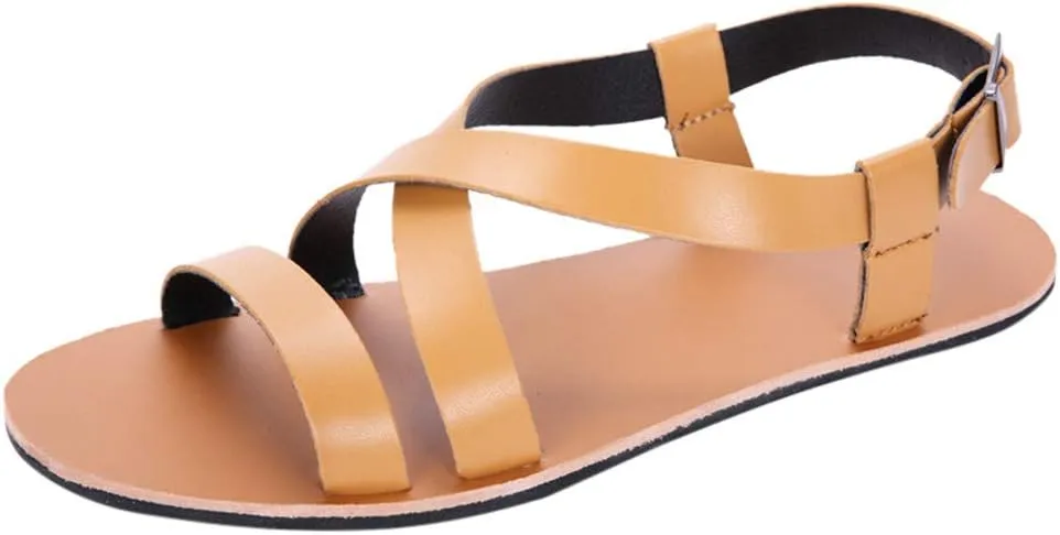 Mens Home Sandals Fashion Men's Summer Wild Rome Flat Slip Vintage Casual Sandals Slide