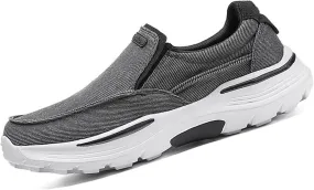 Men's Slip-On Canvas Sneaker Loafer Casual with Arch Support Breathable Stretch Comfort Relaxed Plus Size Flats Walking Shoes