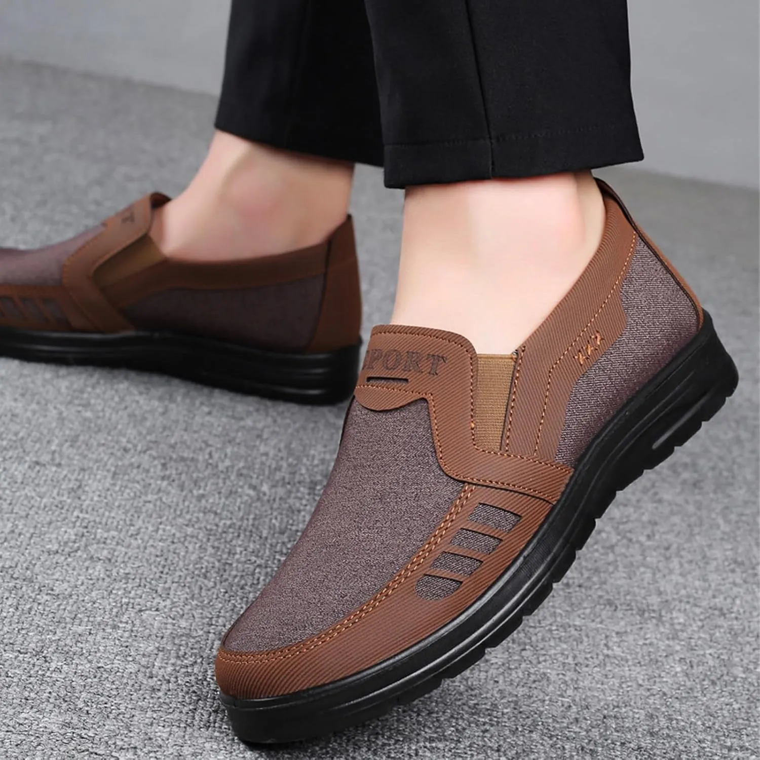 Men's Walking Shoes, Men's Comfortable Relaxed Fit Lightweight Breathable Sneakers Slip On Casual Loafers Dress Shoes Fashion Driving Shoes