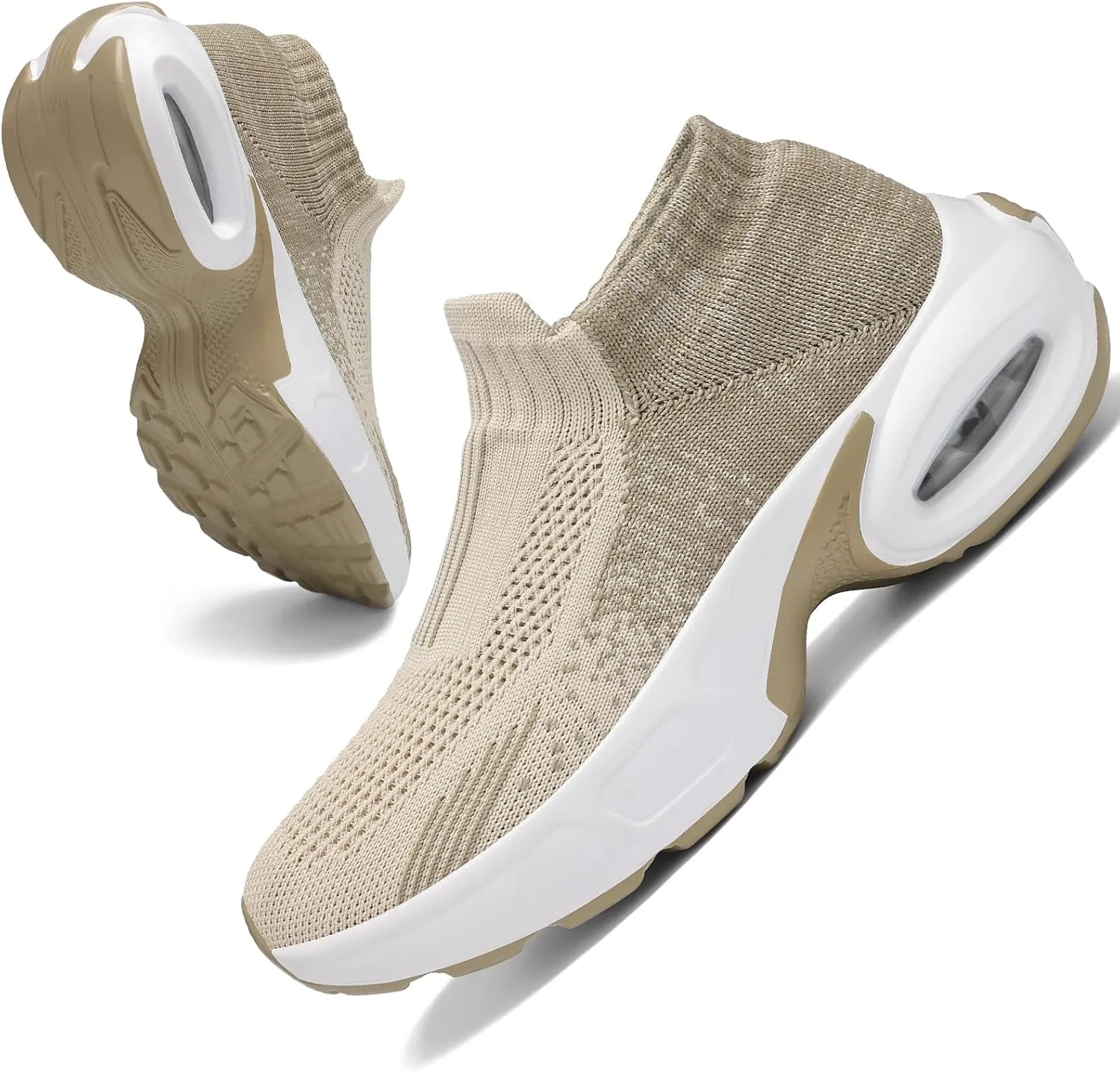 Mesh Sneakers for Women - Non Slip, Slip On, Sock Sneakers - Light Weight, Air Cushion Running, Work Shoes