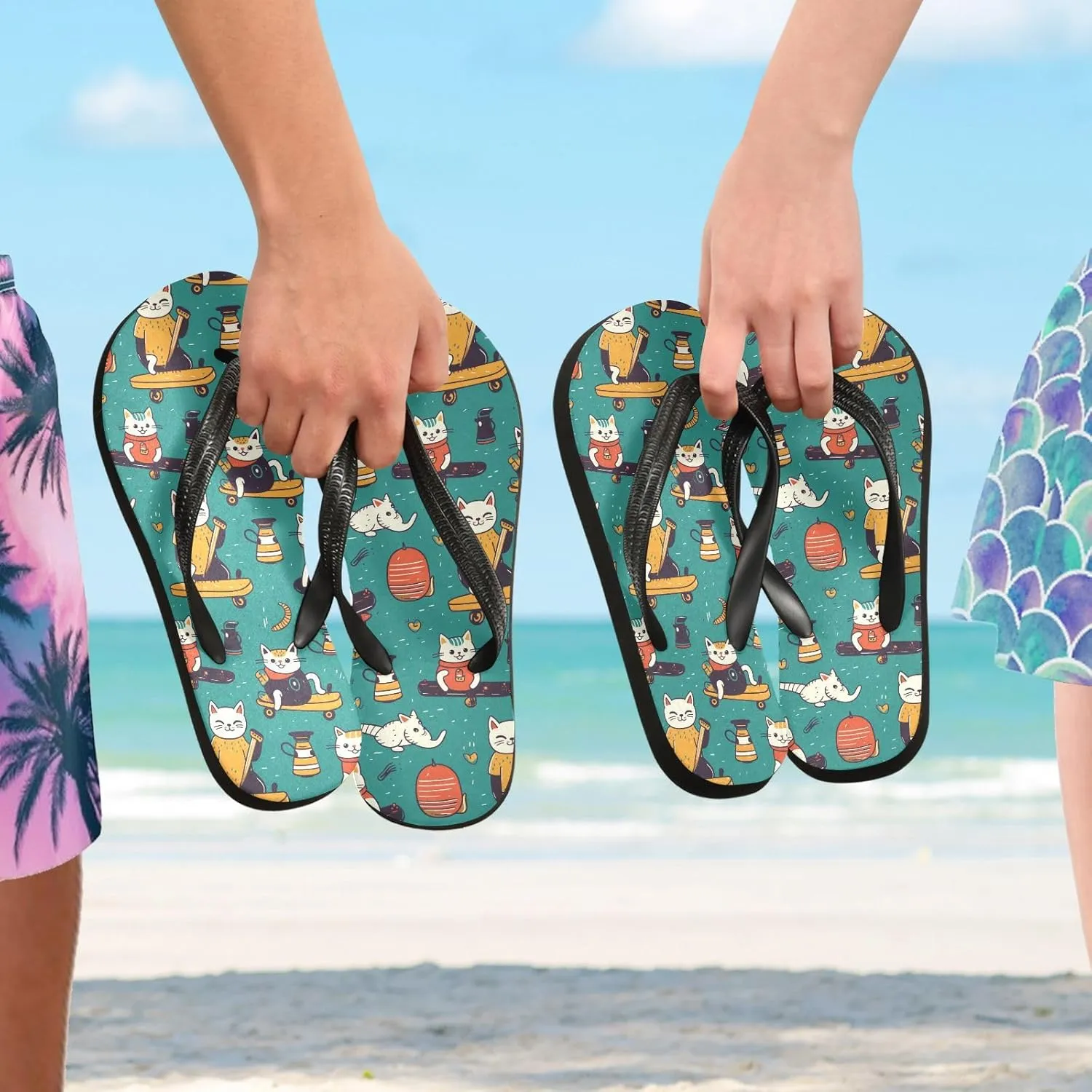 MNSRUU Flip Flops for Women Men Palm Leaf Flip Flops Womens Slides Men Sandals Shower Slippers Summer Non-Slip Flipflops for Swim Beach Bathroom, XS