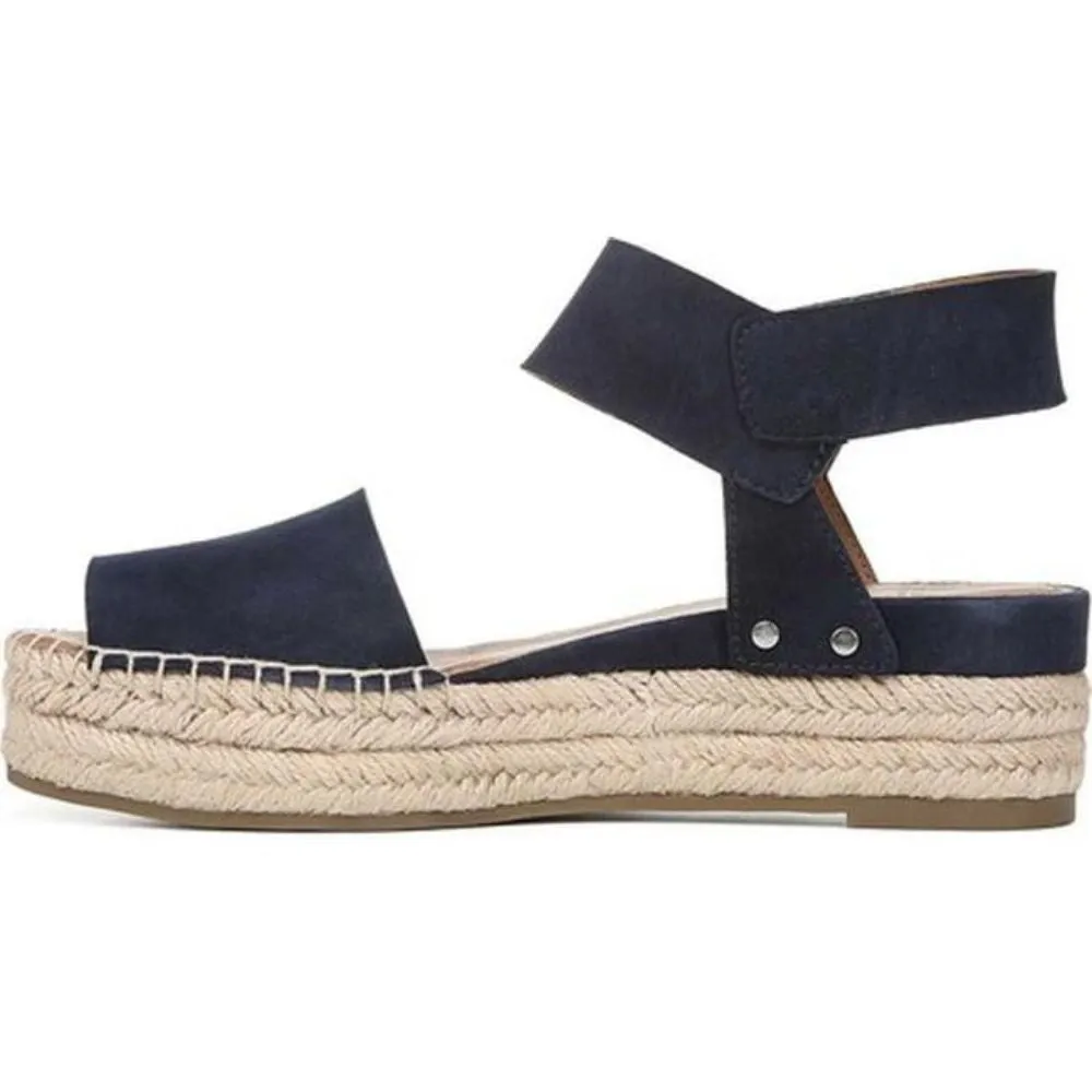 Oak Navy Suede Franco Sarto Platform Wedge Sandals
