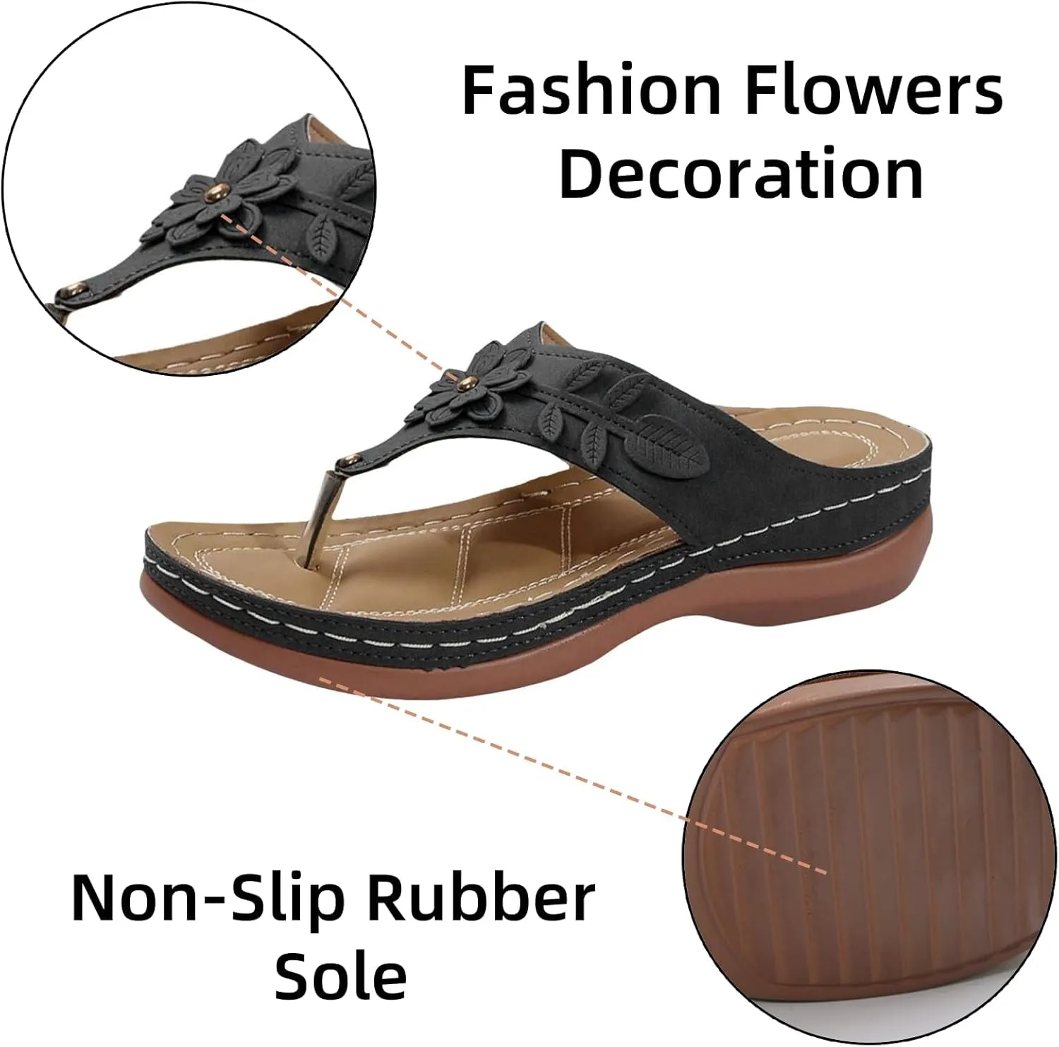 Orthopedic Sandals for Women Arch Support Flip Flops Open Toe Slippers Platform Wedge Sandals Walking Shoes