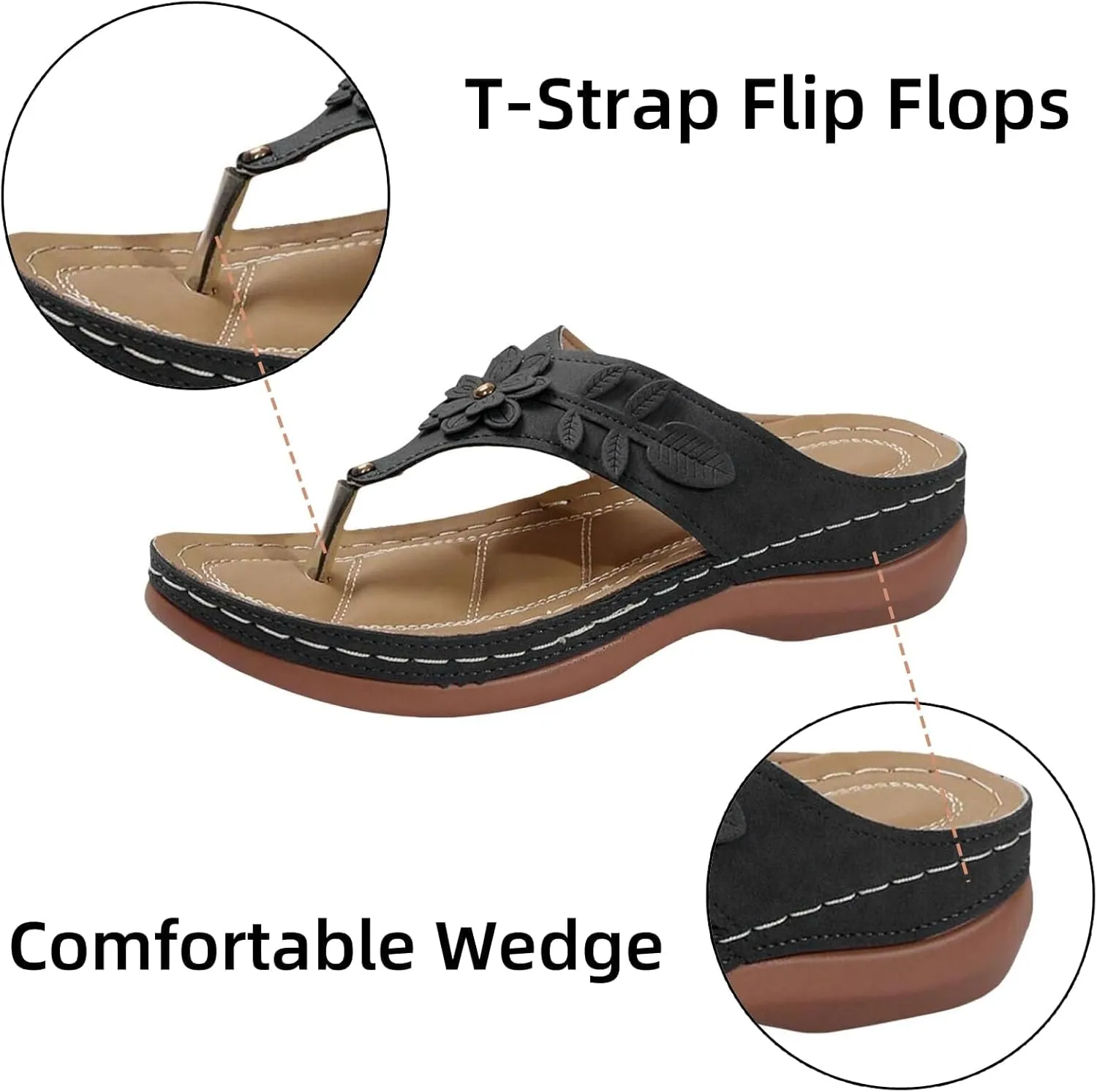 Orthopedic Sandals for Women Arch Support Flip Flops Open Toe Slippers Platform Wedge Sandals Walking Shoes