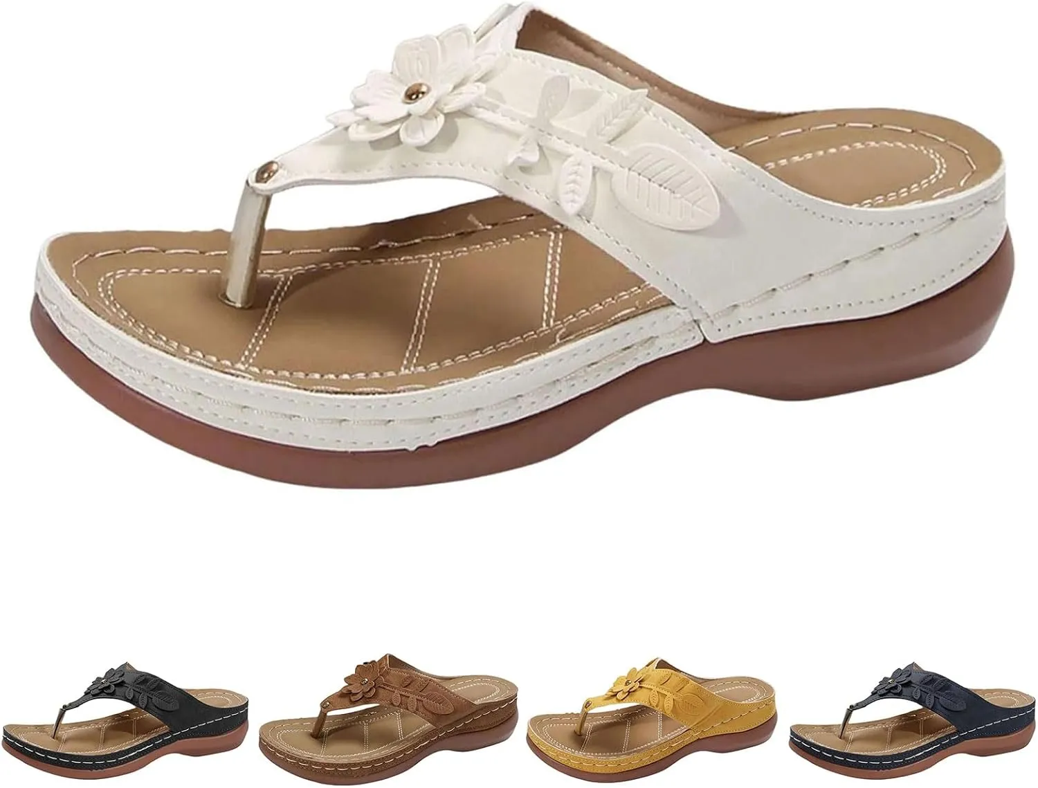 Orthopedic Sandals for Women Arch Support Flip Flops Open Toe Slippers Platform Wedge Sandals Walking Shoes