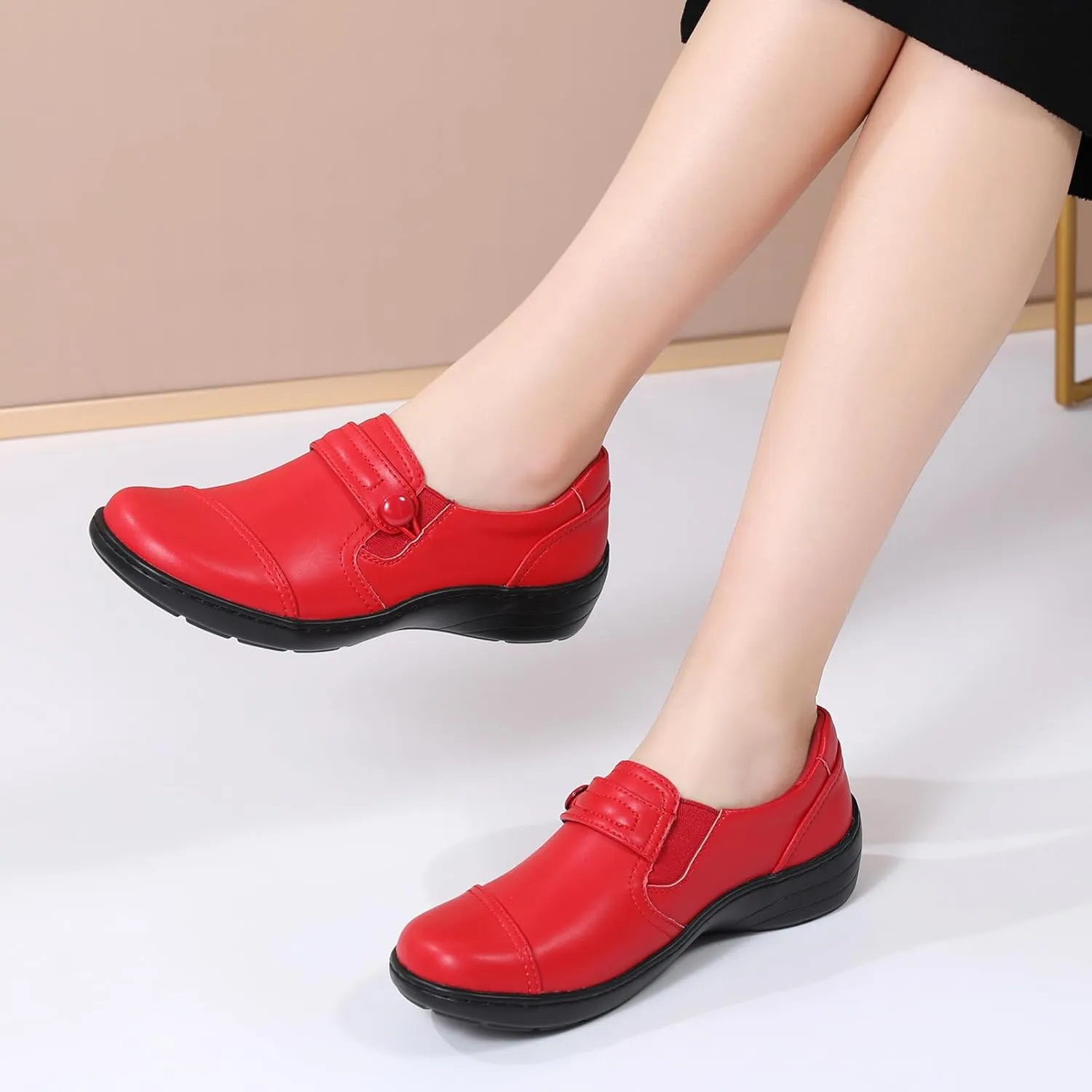 QAE Loafers for Women Orthopedic Loafers for Women Comfortable Women's Flat Slip-Ons Shoes for Dress Work Business Casual