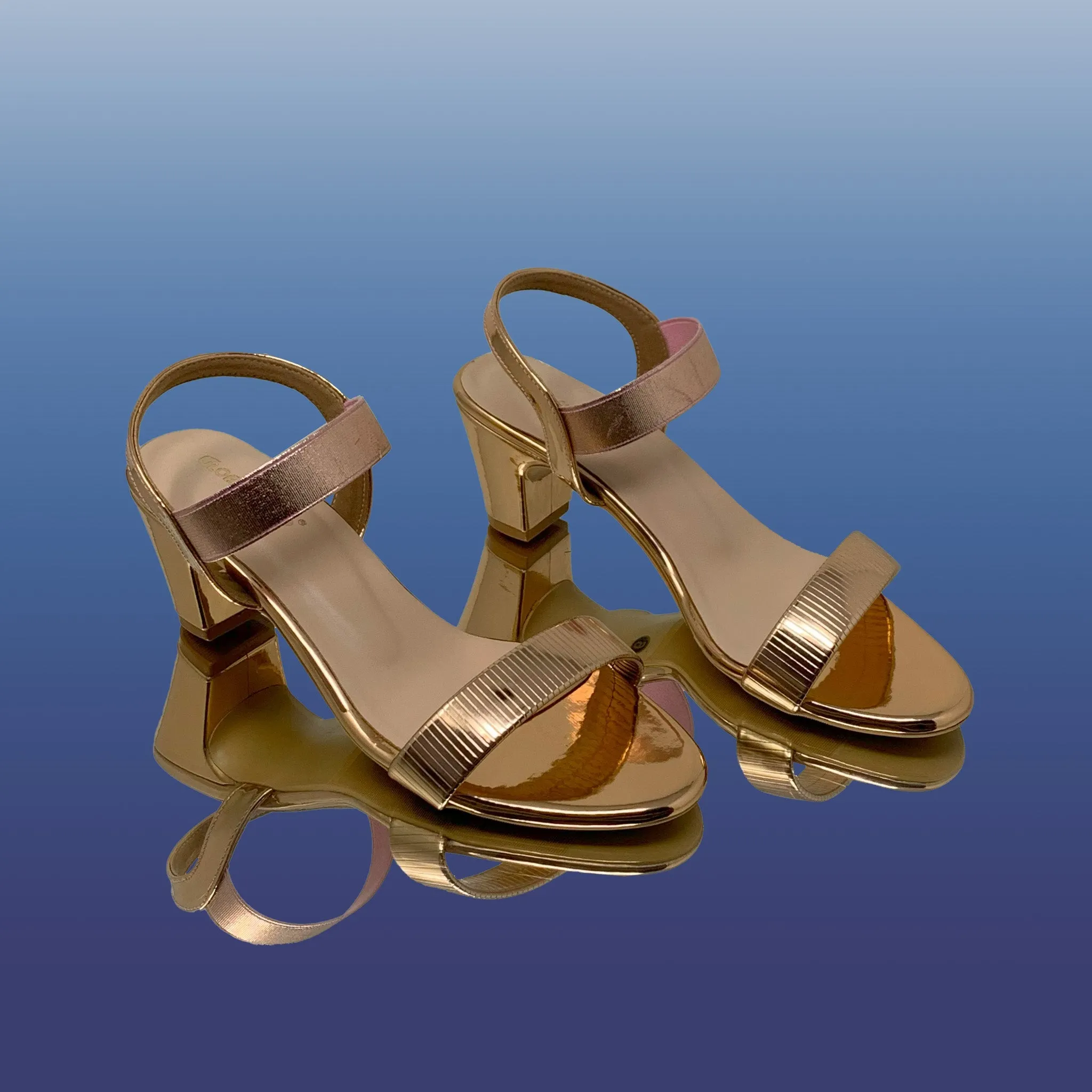 Rose Gold Block Heel Sandals