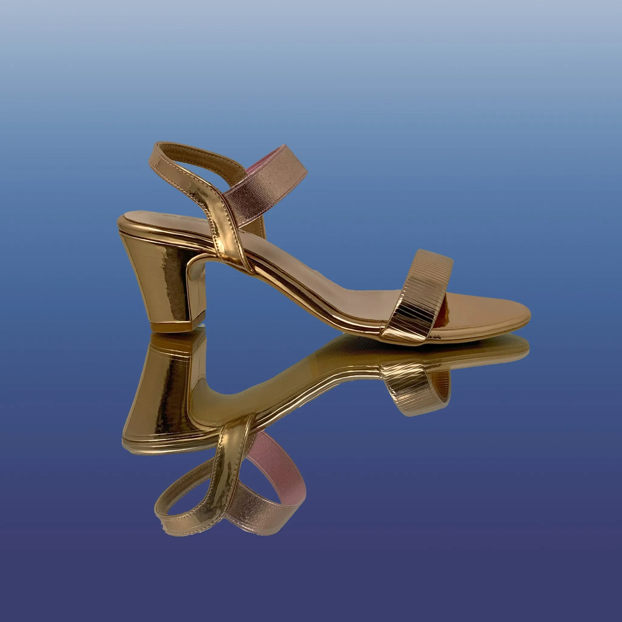 Rose Gold Block Heel Sandals