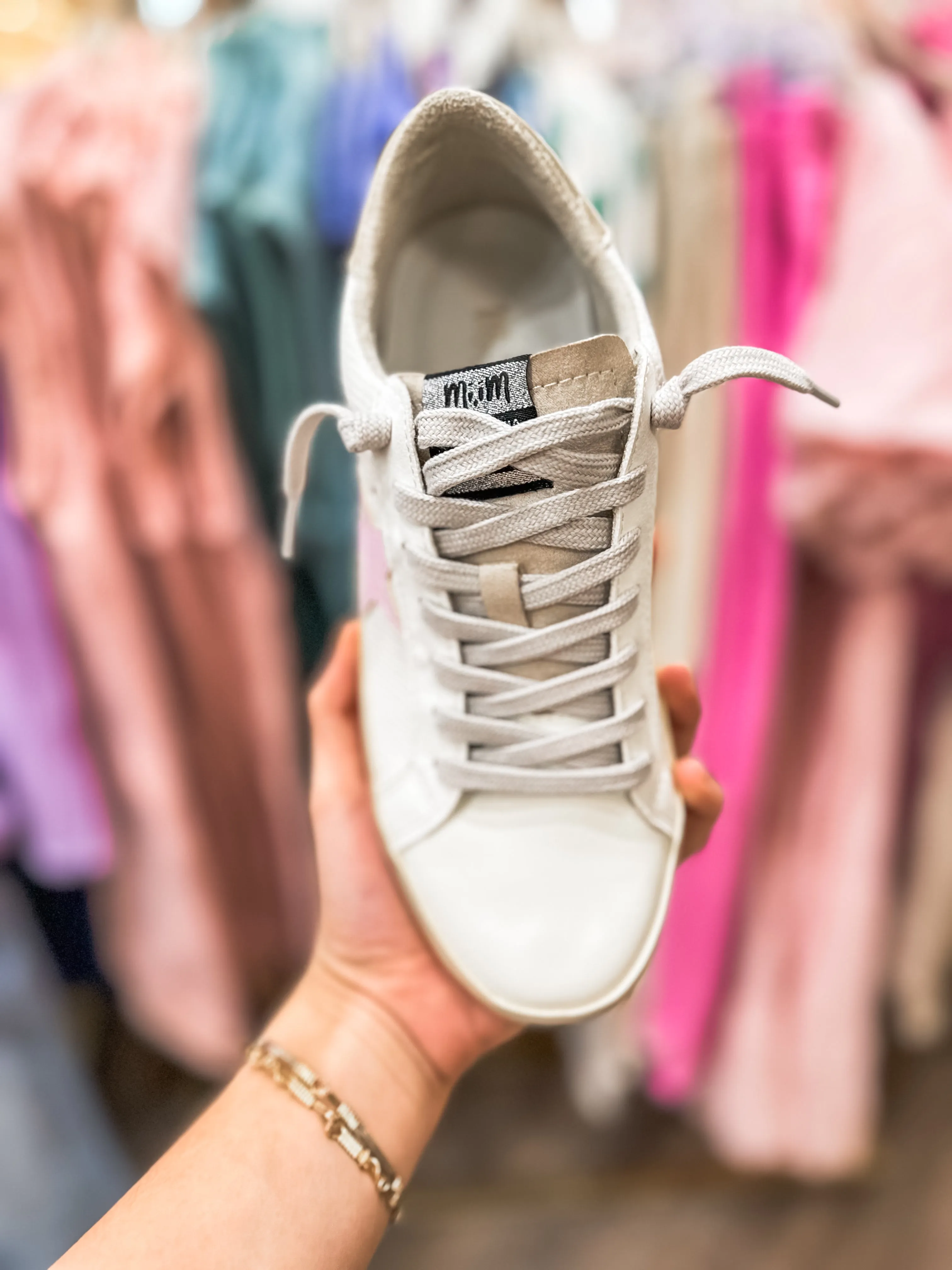 Sofia White Sneakers with Light Pink Star
