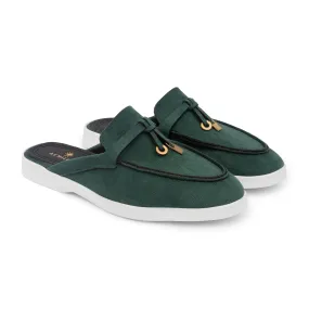 Tassel Suede Summer Mules - Olive
