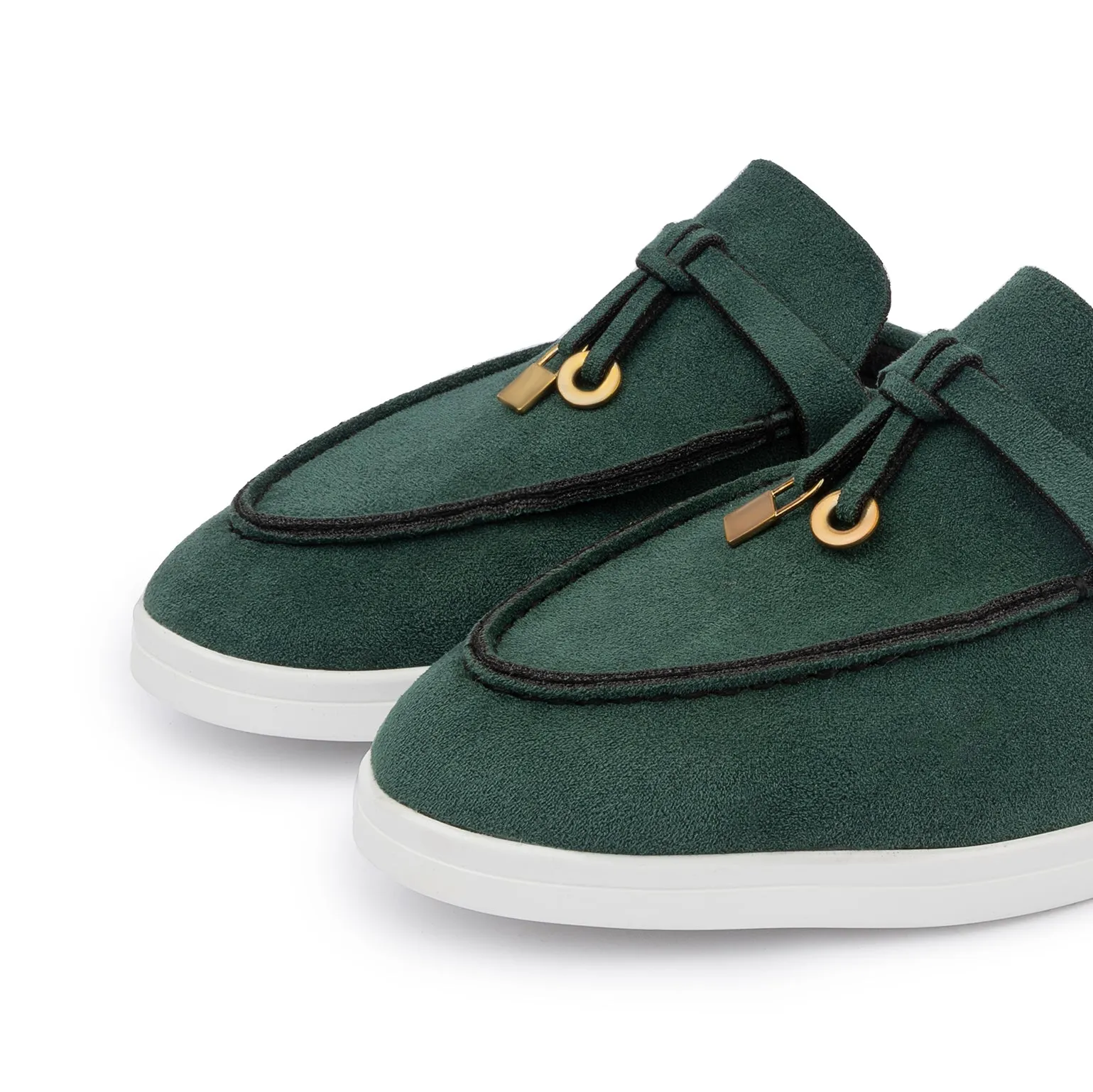 Tassel Suede Summer Mules - Olive