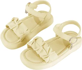 Toddler Baby Girls Sandals Casual New Solid Rubber Soft Sole Metal Buckle Children's Fashion Casual Flat Sandals