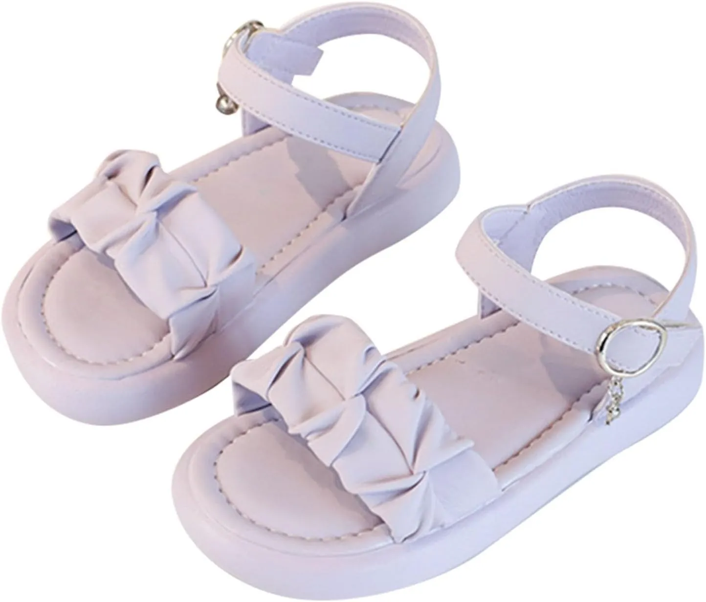Toddler Baby Girls Sandals Casual New Solid Rubber Soft Sole Metal Buckle Children's Fashion Casual Flat Sandals