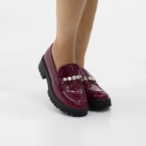 Tofa thick sole slip-on penny moc with diamante detailed
