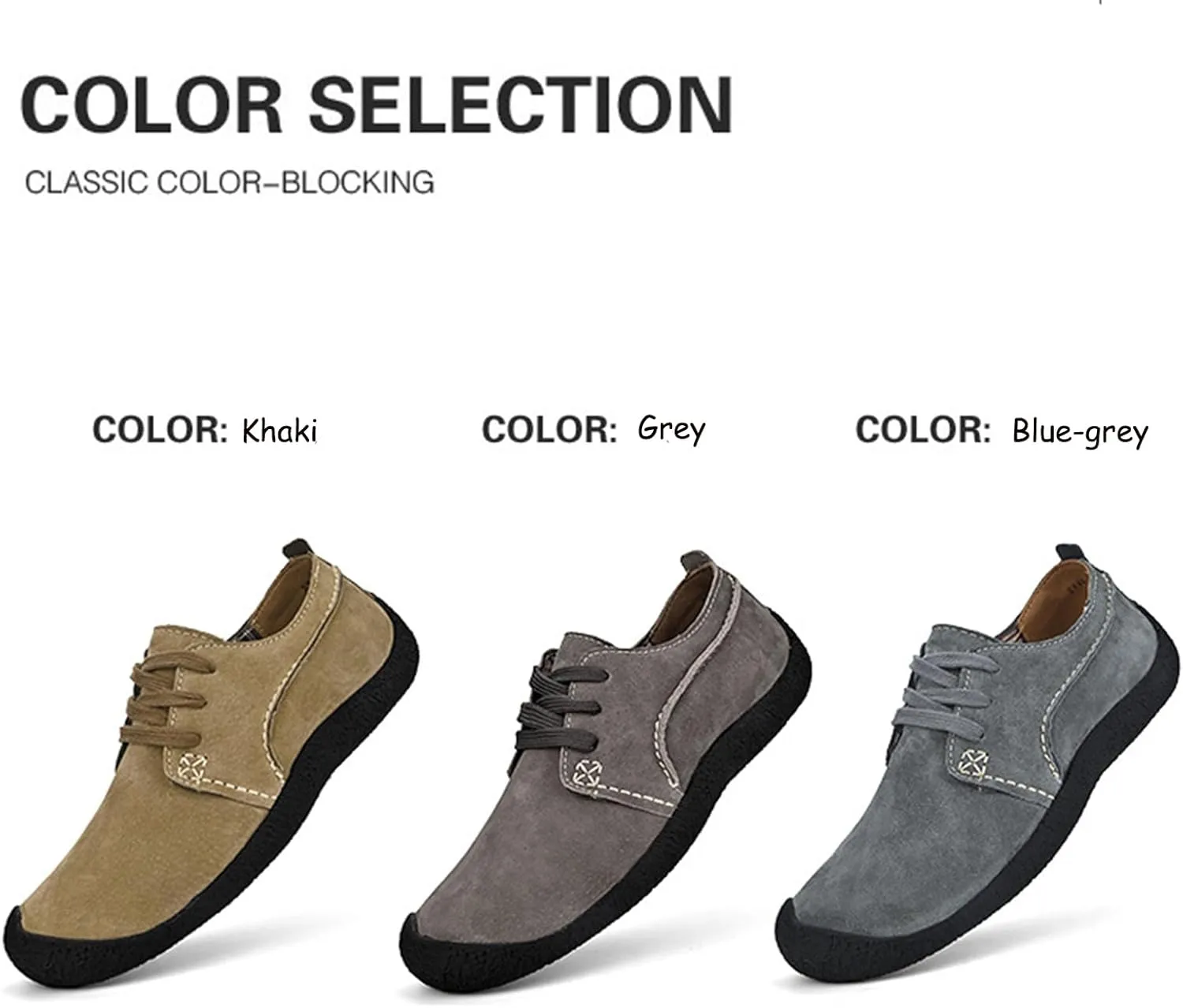 Tokouk Men's Leather Lace Up Loafer Casual Shoes, Non-Slip and Wear-Resistant Hiking Shoes, Outdoor Comfortable Walking Driving Shoes