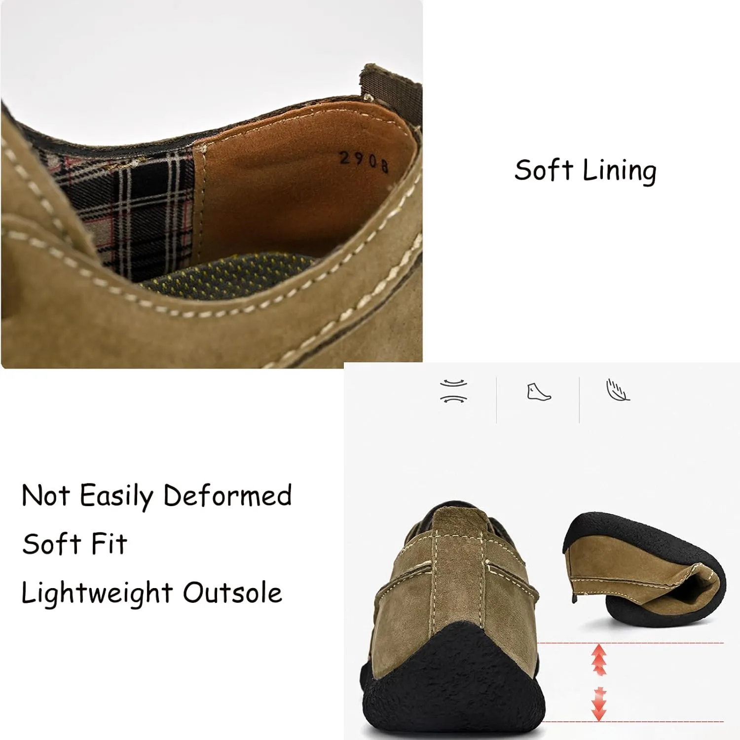 Tokouk Men's Leather Lace Up Loafer Casual Shoes, Non-Slip and Wear-Resistant Hiking Shoes, Outdoor Comfortable Walking Driving Shoes