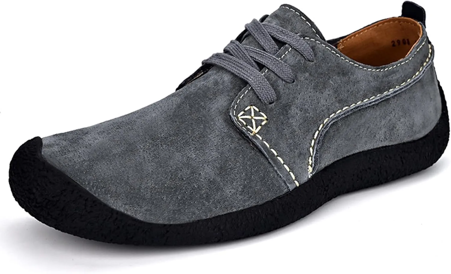 Tokouk Men's Leather Lace Up Loafer Casual Shoes, Non-Slip and Wear-Resistant Hiking Shoes, Outdoor Comfortable Walking Driving Shoes