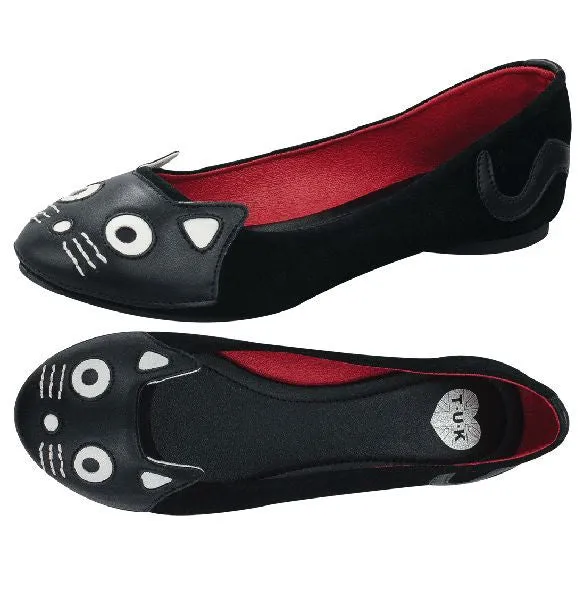 Tuk Black Suede Kitty Flats