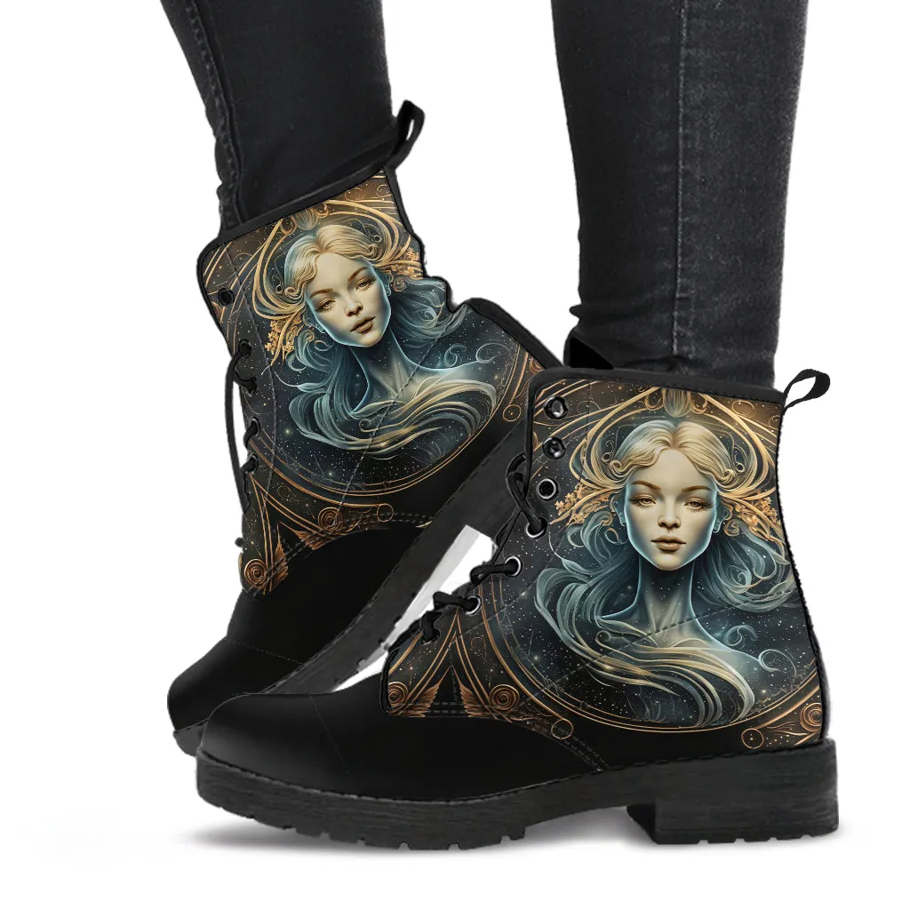 Virgo Zodiac Women's Vegan Leather Boots