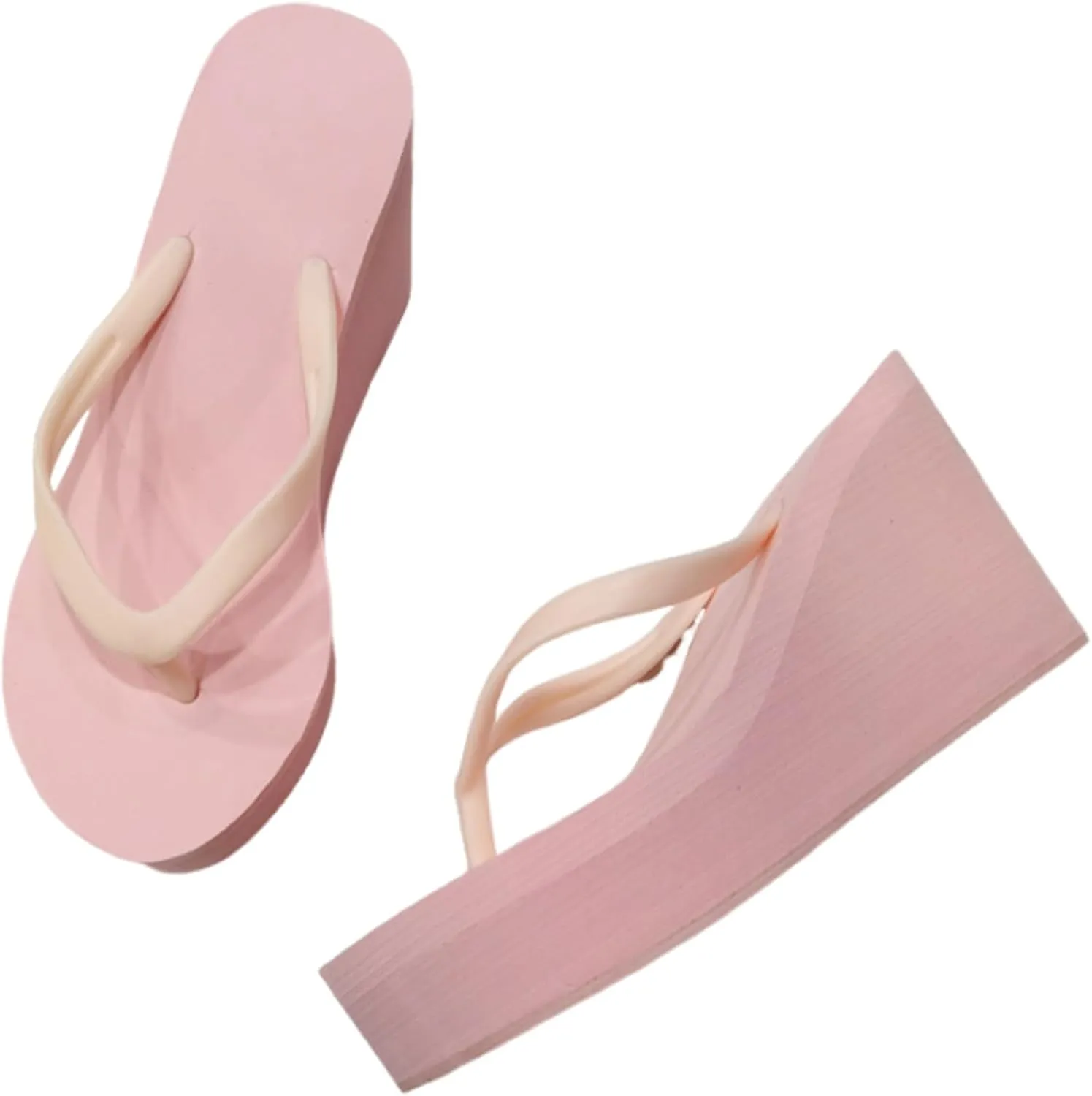 Wedge Flip Flops Platform Sandals,Summer Beach Nonslip Comfort Casual Thong Sandal Bohemian Beach Vacation Sandals (Pink,8.5)