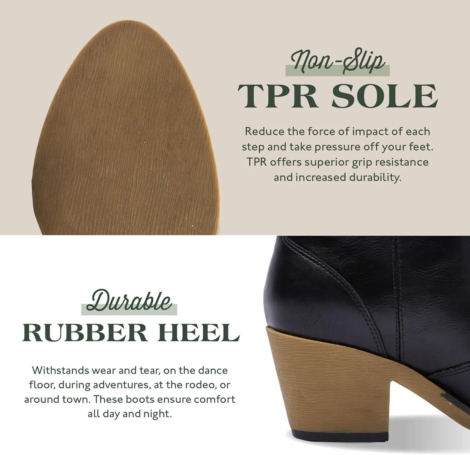 Western Cowboy Boots for Women - Durable Stack Heel and Ankle Style Cowgirl Boots - Comfortable Faux Leather Teen Girls & Women's Ankle Booties