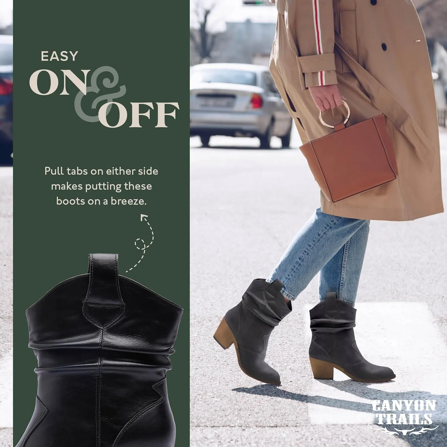 Western Cowboy Boots for Women - Durable Stack Heel and Ankle Style Cowgirl Boots - Comfortable Faux Leather Teen Girls & Women's Ankle Booties