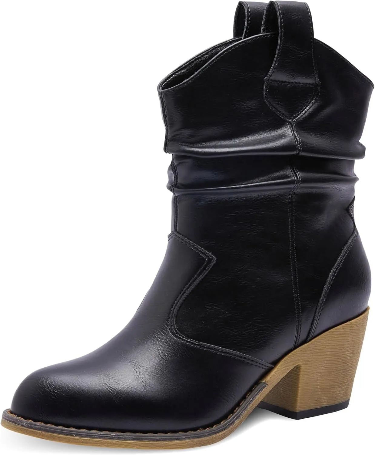 Western Cowboy Boots for Women - Durable Stack Heel and Ankle Style Cowgirl Boots - Comfortable Faux Leather Teen Girls & Women's Ankle Booties