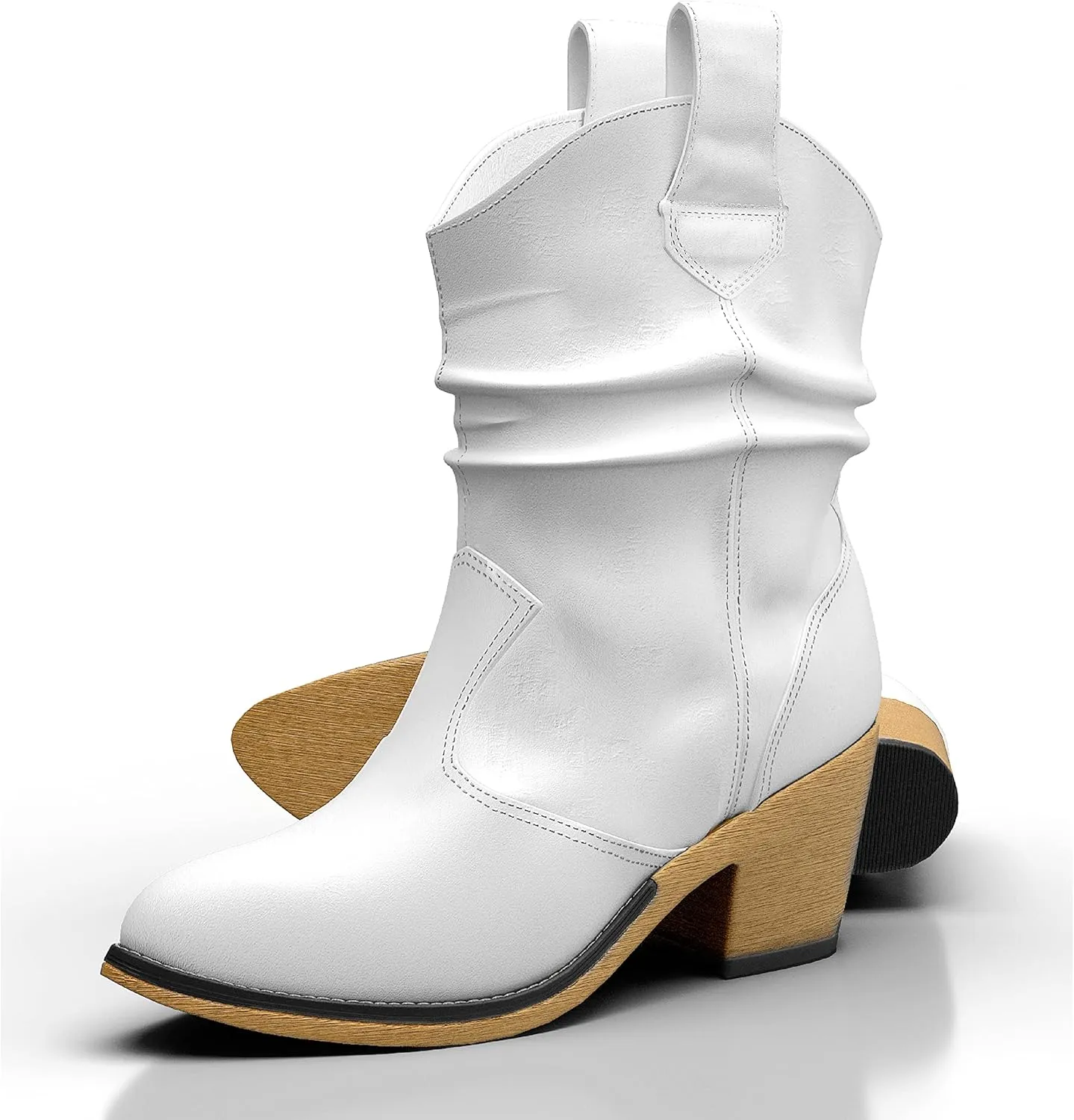 Western Cowboy Boots for Women - Durable Stack Heel and Ankle Style Cowgirl Boots - Comfortable Faux Leather Teen Girls & Women's Ankle Booties