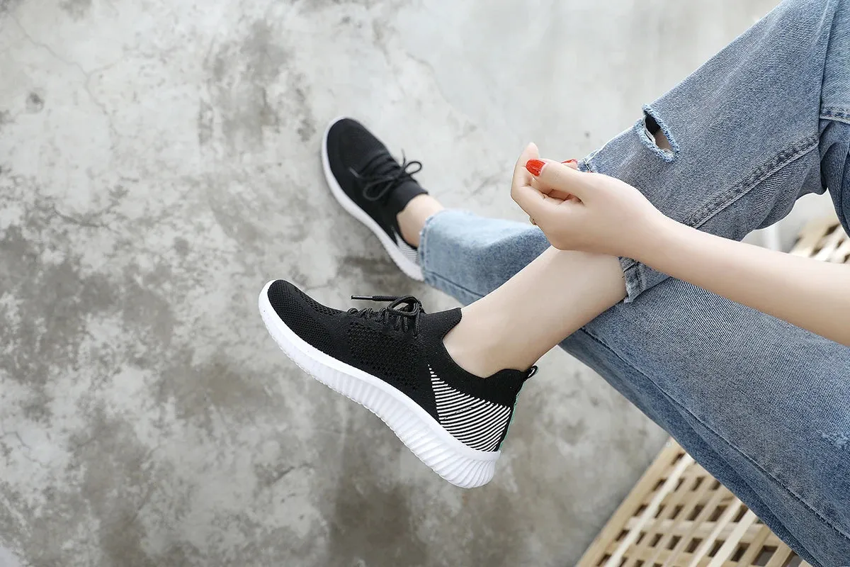 White Breathable Mesh Sports Sneakers for Women
