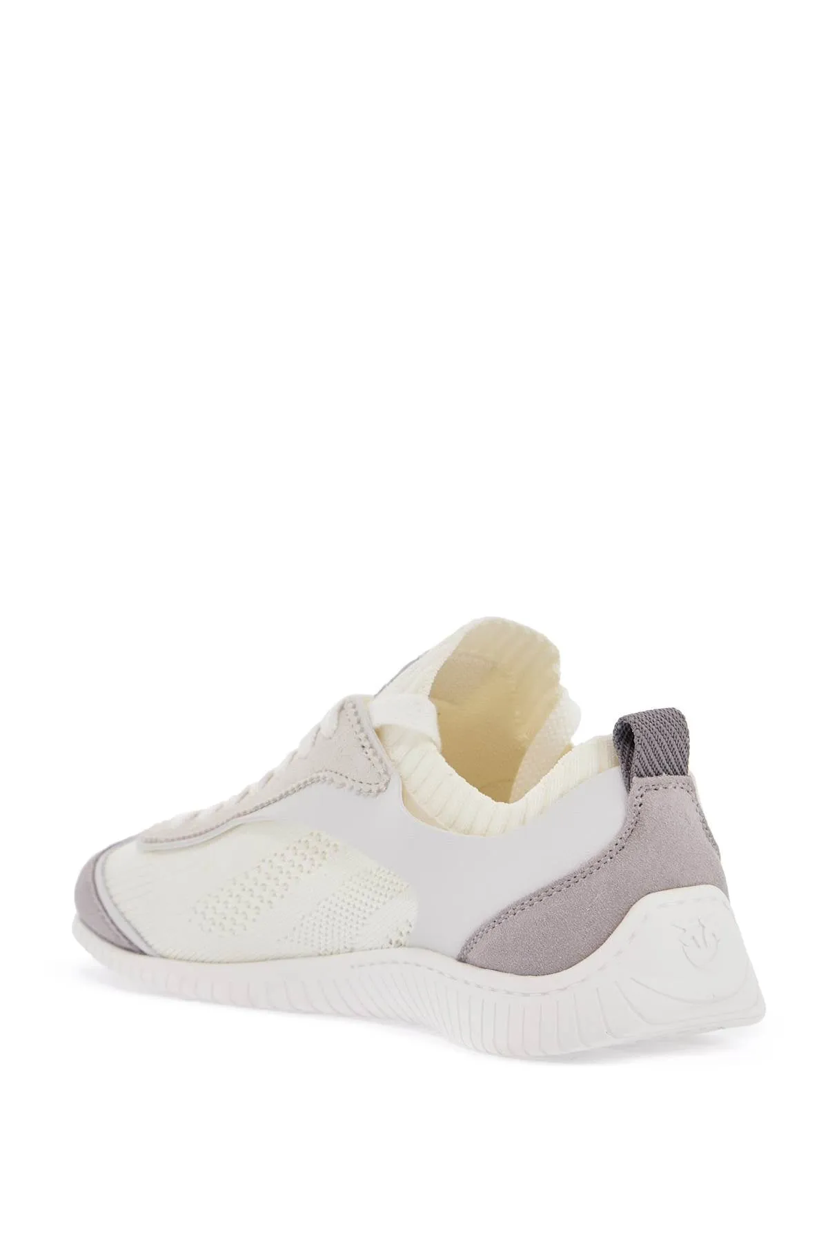 WHITE LATTE KNIT FABRIC SNEAKERS WITH LIGHT GRAY DETAILS