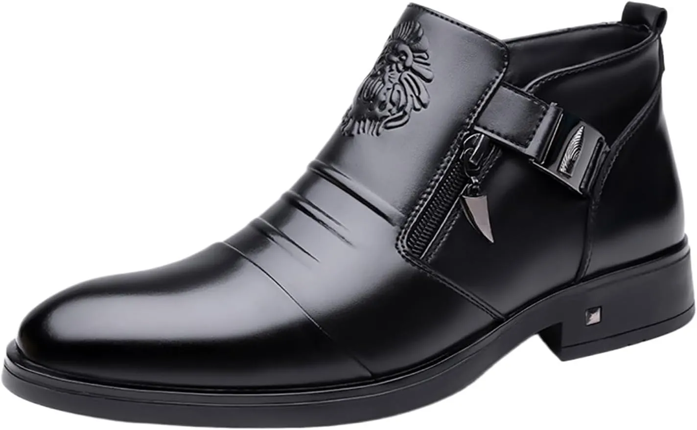 Winter New Men's Trendy Versatile Mid-Calf Warm Leather Booties Business Casual Cotton Shoes - Lightweight Flexible Fit Durable Rubber Sole