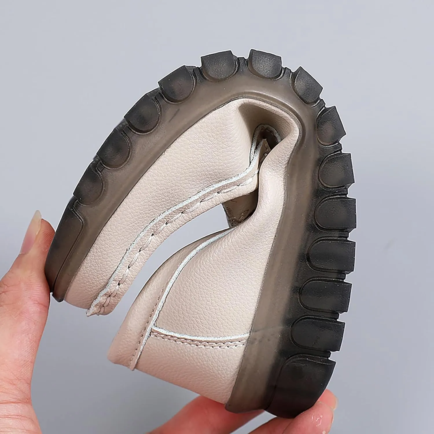 Women Comfort Walking Flat Loafer Slip On Leather Loafer Comfortable Flat Shoes Business Casual Shoes for Women Heels (White, 7.5)