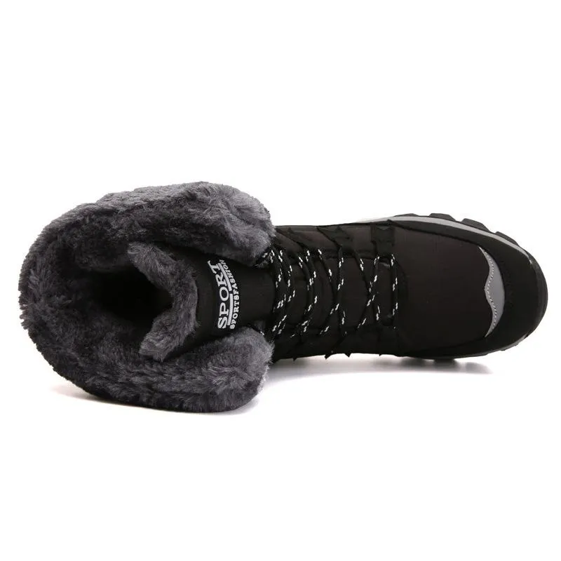Women winter warm plush lining front lace mid calf snow boots | outdoors anti-skid hiking snow boots