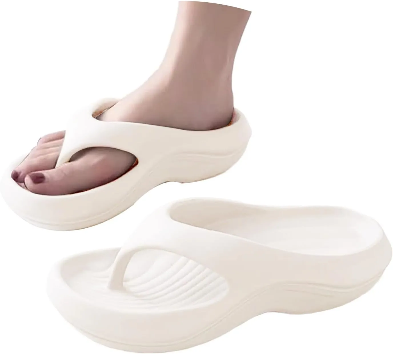 Women's Arch Support Flip Flops Walking Sandals Thick Recovery Flip-Flops Pillow Soft Summer Beach Shoes Non Slip