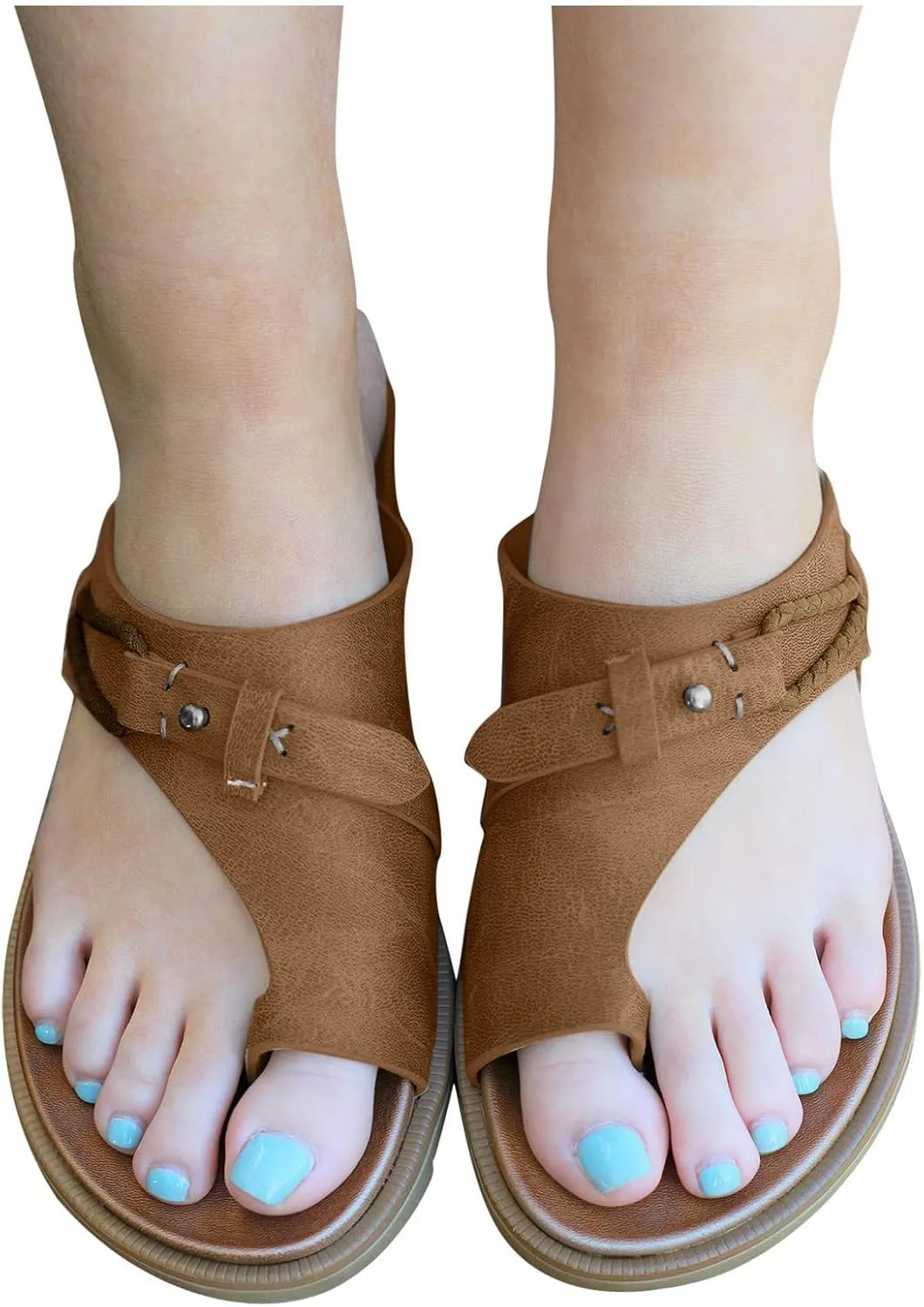 Women's Casual Flat Flip Flop 2025 Open Toe Solid Color Lightweight Orthopedic Sandals Summer Comfy Breathable Casual Beach Outdoor Walking Travel Shoe
